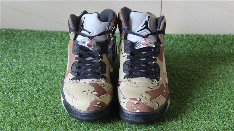 Authentic Supreme x Air Jordan 5 Camo Desert Storm